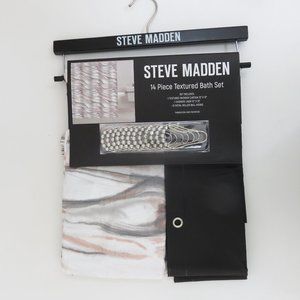 (#Q) Steve Madden 14pc Textured Bath Shower Curtain Set